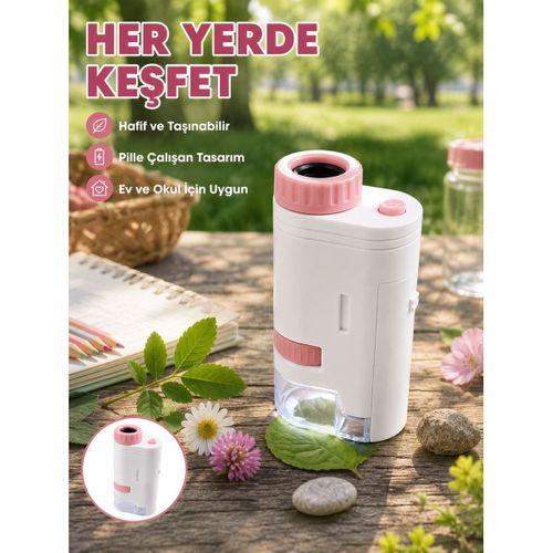 80x-200x Taşınabilir Dijital Mikroskop Led Işıklı Çocuk Eğitim Mikroskobu