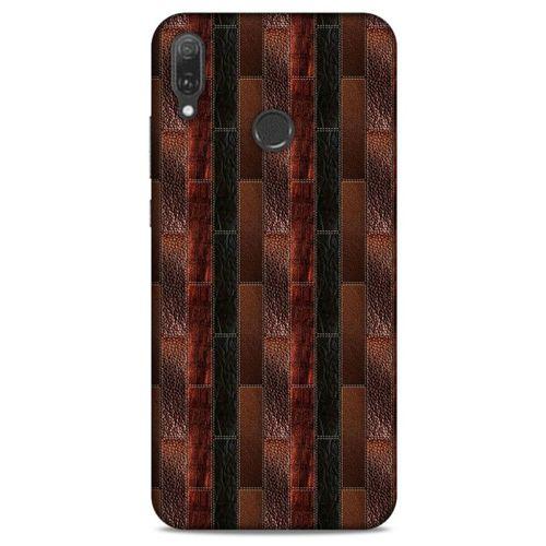Huawei Y9 2019 Kılıf Patchwork (8) Baskılı Kılıf Siyah Kahverengi