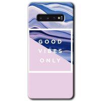 MRCİLETİSİM MRCİLETİSİM Samsung Galaxy S10 Kılıf HD Desen Baskılı Arka Kapak + Temperli Cam - Good Vibes