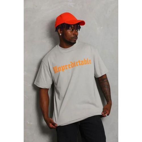 Erkek Baskılı T-Shirt Kısa Kol Bisiklet Yaka Regular Fit Rahat Kalıp Günlük Tişört - Gri