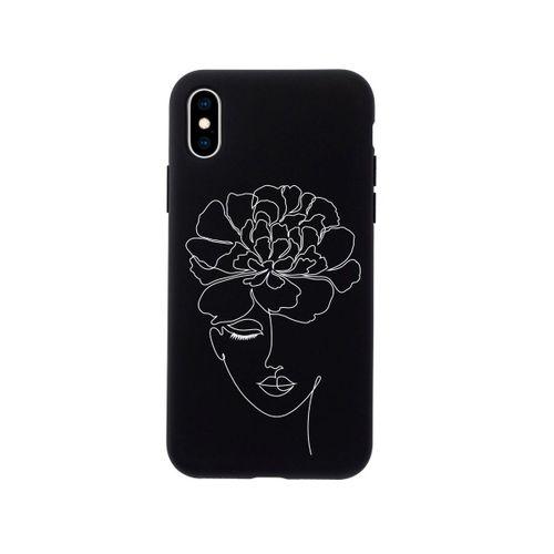 iPhone X Flower Woman Art Premium Siyah Lansman Silikonlu Kılıf