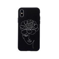 iPhone X Flower Woman Art Premium Siyah Lansman Silikonlu Kılıf