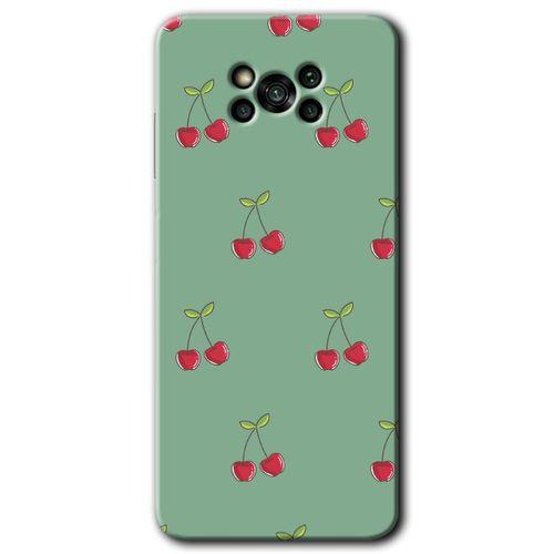 MRCİLETİSİM Poco x3 Pro Kılıf HD Desen Baskılı Arka Kapak + Temperli Cam - Kiraz Berry