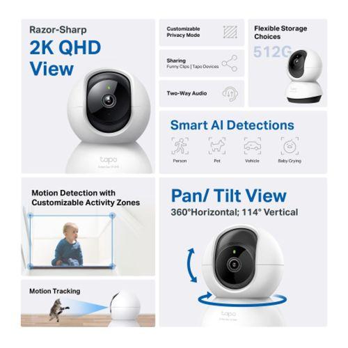 TP-LINK Tapo C220, 4,0Mpix, İç ve Dış Mekan, WiFi,  9Mt. Gece Görüşü, 360 Dönüş, İki Yönlü Ses Güvenlik Yapay Zeka Destekli Kamera