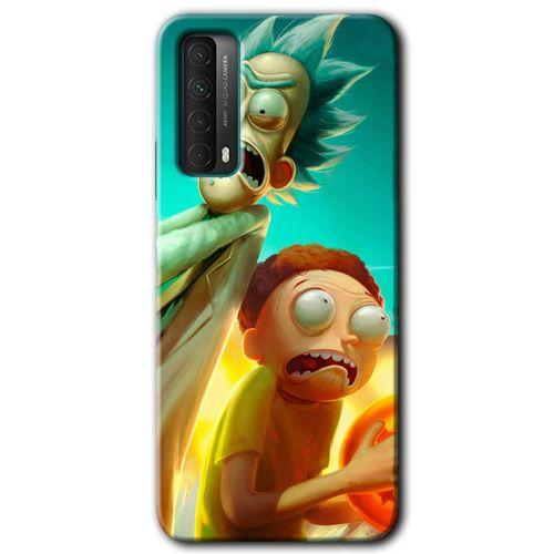 MRCİLETİSİM Huawei P Smart 2021 Kılıf Baskılı Kapak - Rick Morty +Tam Kaplayan Mat Seramik
