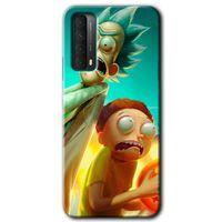 MRCİLETİSİM Huawei P Smart 2021 Kılıf Baskılı Kapak - Rick Morty +Tam Kaplayan Mat Seramik