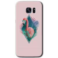 Potkal Hediye Fabrikası Samsung Galaxy S7 Edge Kılıf HD Desen Baskılı Arka Kapak - Flamingo