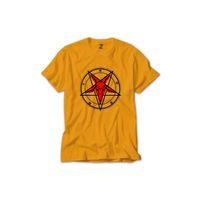Pentagram Goat Head Renkli Tişört Sarı Renkli