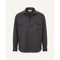 Çift Cepli İnce Fitilli Erkek Kadife Gömlek - Füme