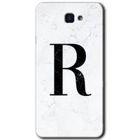 MRCİLETİSİM MRCİLETİSİM Samsung Galaxy J7 Prime Kılıf HD Desen Baskı Arka Kapak + Temperli Cam-Beyaz Mermer Desenli R Harfi