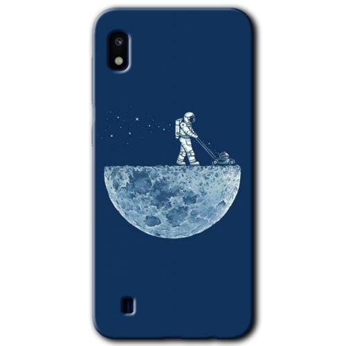 MRCİLETİSİM Samsung Galaxy A10 Kılıf Baskılı Kapak - Uzay İşçisi +Tam Kaplayan Mat Seramik