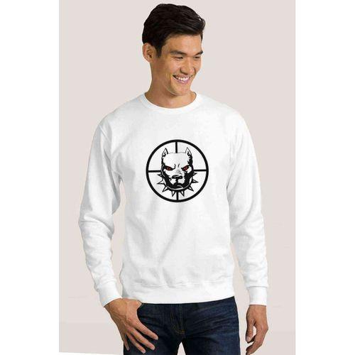 PitBull Baskılı Beyaz Erkek Sweatshirt