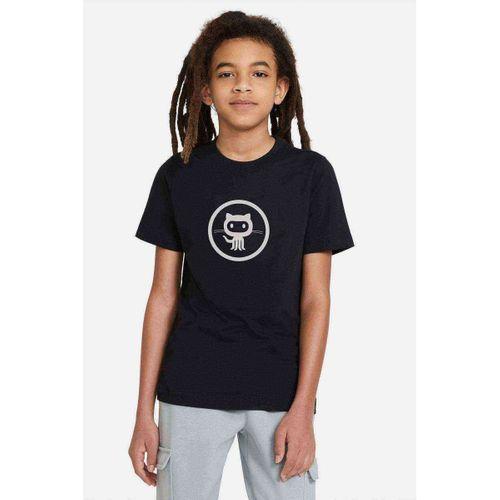 Cat Baskılı Unisex Çocuk Siyah Tshirt