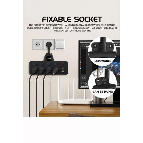 Termal Akım Korumalı 4’lü Duvar Tipi Priz 2x Usb 2x Type-c Çıkışlı Grup Priz Çoğaltıcı Siyah (2500w)