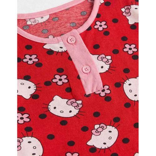 6/14 Yaş Karakter Kedi Baskılı Pamuk Penye Çocuk Pijama Takımı