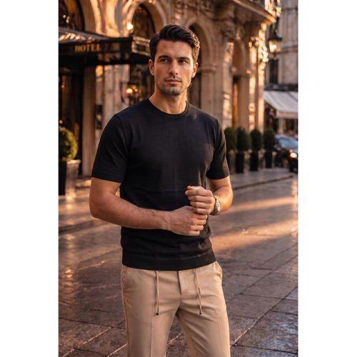 Kwon Bisiklet Yaka Basic Kısa Kollu İnce Triko Erkek T-Shirt - Siyah