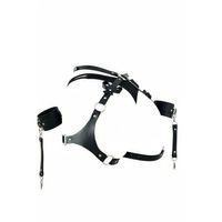 Siyah Harness Takım Deri Fiyonk Detaylı Metal Halka Aksesuarlı - Brf1197
