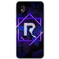 Samsung Galaxy A01 Core Kılıf Baskılı Kapak - Dark Neon Yaprak R Harfi +Tam Kaplayan Mat Seramik