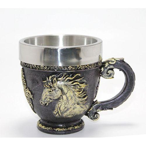 3d Kabartmalı At Büstü Paslanmaz Çelik Kupa Bardak