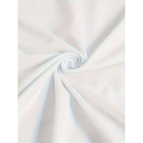 Baskılı Oversize Bisiklet Yaka T-shirt - Beyaz