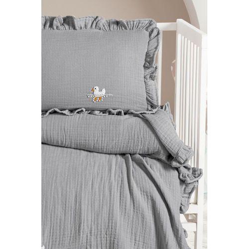 Kanz Kanz 4 Kat Hand Made Fırfırlı Müslin Örtü Seti Knz-020 Gri
