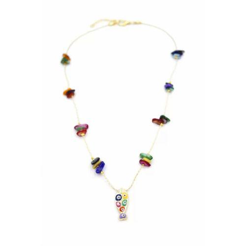 Kırıktaşlı Balık Kolye - ÇOK RENKLİ