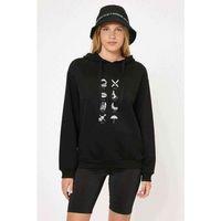 The Umbrella Academy Kids Icon Baskılı Siyah Kadın Kapşonlu Sweatshirt