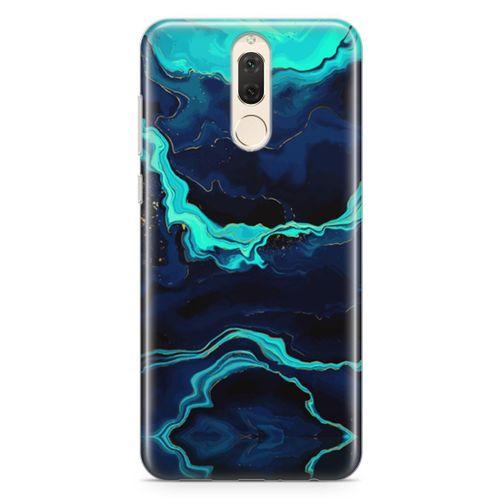 Huawei Mate 10 Lite Kılıf Yeşil Lacivert Mermer Arka Kapak Koruma Desenli Full Koruyucu