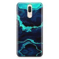 Huawei Mate 10 Lite Kılıf Yeşil Lacivert Mermer Arka Kapak Koruma Desenli Full Koruyucu