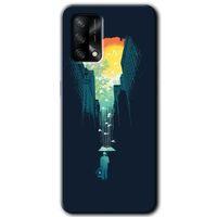 BeRa Aksesuar Oppo A54 Kılıf Baskılı Kapak - City Bird Sky +Tam Kaplayan Mat Seramik