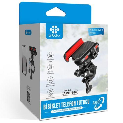 Motosiklet Telefon Tutucu – 360° Döner Başlıklı, Tek Tuşla Kilitleme, Kaymaz Dayanıklı Tasarım Arbaks ARB-616
