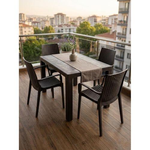 Mandella Kampanyalı  Elit Rattan 70x120  Nirvana  Koltuk Masa Takımı 4 Kişilik Kahverengi