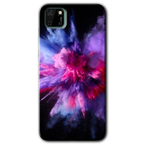 Huawei Y5P HD Baskılı Kılıf + 9D Tam Ekran Koruyucu - Color Splash Purple