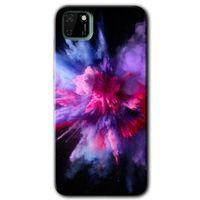 Huawei Y5P HD Baskılı Kılıf + 9D Tam Ekran Koruyucu - Color Splash Purple