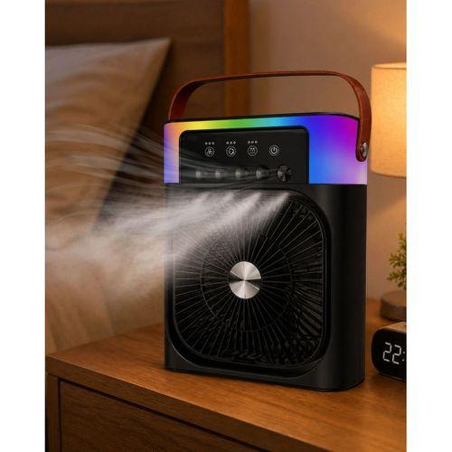 Rgb Işıklı Buharlı Masaüstü Fan Sessiz Çalışan Usb Şarjlı Taşınabilir Fan