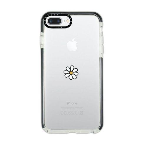 iPhone 7 Plus Casetify Papatya Desenli Anti Shock Premium Silikonlu Siyah Kenar Detaylı Telefon Kılı