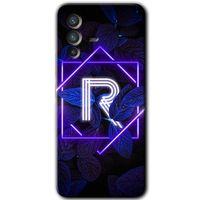 MRCİLETİSİM Vivo V23 5G Kılıf HD Desen Baskılı Arka Kapak+Temperli Cam - Dark Neon Yaprak R Harfi