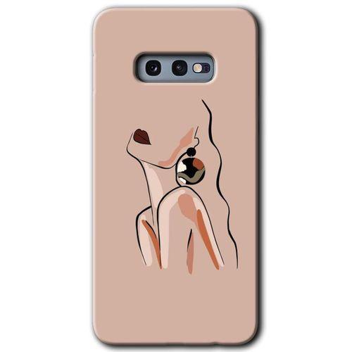 Samsung Galaxy S10e Kılıf Baskılı Kapak - Çizim Silüet + 5D Tam Kaplayan Cam