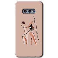 Samsung Galaxy S10e Kılıf Baskılı Kapak - Çizim Silüet + 5D Tam Kaplayan Cam