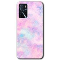 MRCİLETİSİM Oppo A16 Kılıf Baskılı Kapak - Pembe-Duman + 5D Tam Kaplayan Cam