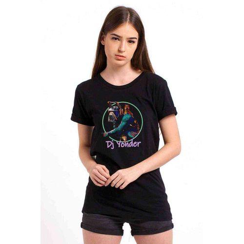 Dj Yonder Baskılı Siyah Kadın Tshirt