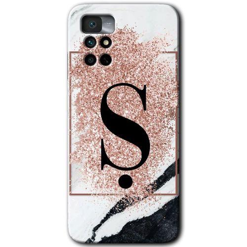 Redmi Note 11 4G Kılıf HD Desen Baskılı Arka Kapak - Pembe Mermer Desenli Ş Harfi + Kırılmaz Cam