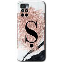 Redmi Note 11 4G Kılıf HD Desen Baskılı Arka Kapak - Pembe Mermer Desenli Ş Harfi + Kırılmaz Cam