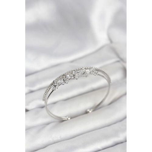 Çiçek Model Pirinç Gümüş Renk Kadın Bileklik