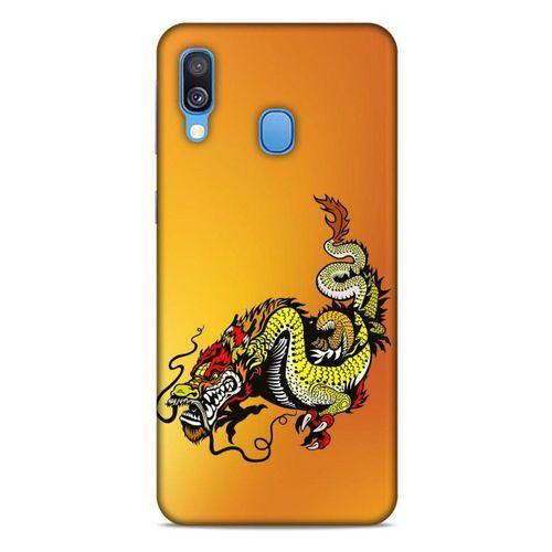 Samsung Galaxy A40 Kılıf Dragons (28) Arka Kapak Tatoo Sarı Ejderha