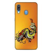 Samsung Galaxy A40 Kılıf Dragons (28) Arka Kapak Tatoo Sarı Ejderha
