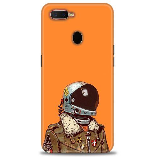 Oppo AX7 Kılıf HD Baskılı Kılıf - Turuncu Astronot + Tam Ekran Koruyucu