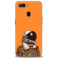 Oppo AX7 Kılıf HD Baskılı Kılıf - Turuncu Astronot + Tam Ekran Koruyucu