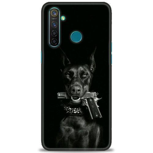 Realme 5 Pro Kılıf HD Baskılı Kılıf - Tabanca ve Köpek + Tam Ekran Koruyucu