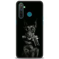 Realme 5 Pro Kılıf HD Baskılı Kılıf - Tabanca ve Köpek + Tam Ekran Koruyucu
